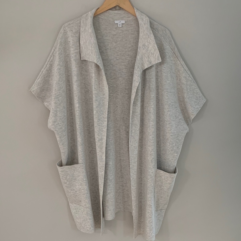 J. Jill Open Front Dolman Sleeve Gilet Cardigan Sweater Heather Grey Size 1X